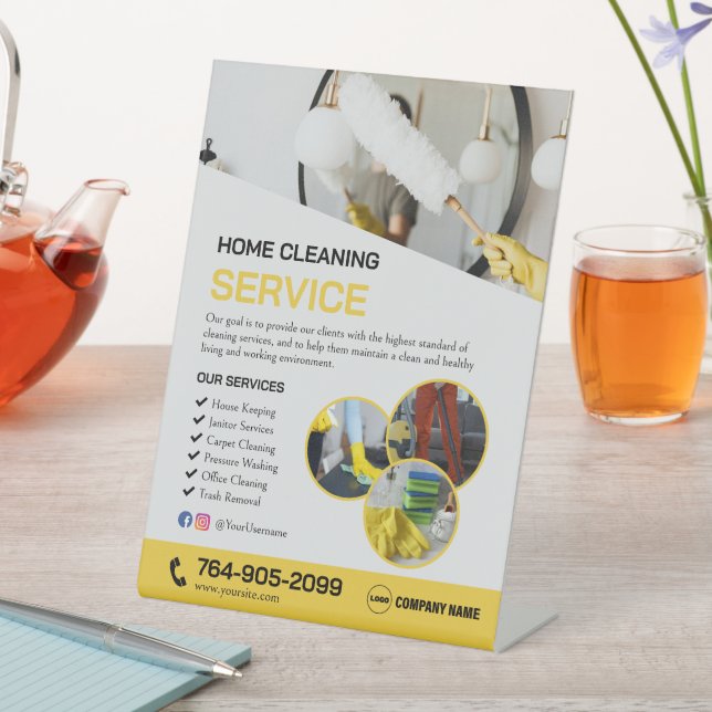 Cleaning Services Custom Pedestal Sign (In SItu)