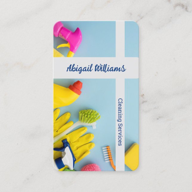 Cleaning Services Custom QR Business Card (Front)