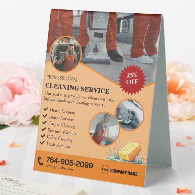 Cleaning Services Custom Table Tent Sign (In SItu (Wedding))