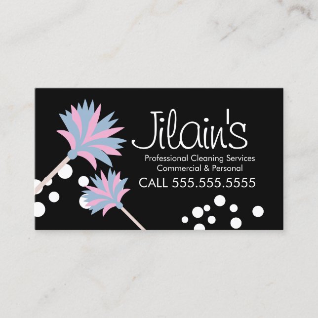 Cleaning Services Duster Pink  Business Card (Front)