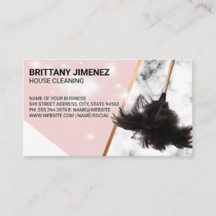 Cleaning Services Feather Duster Sparkles Business Card