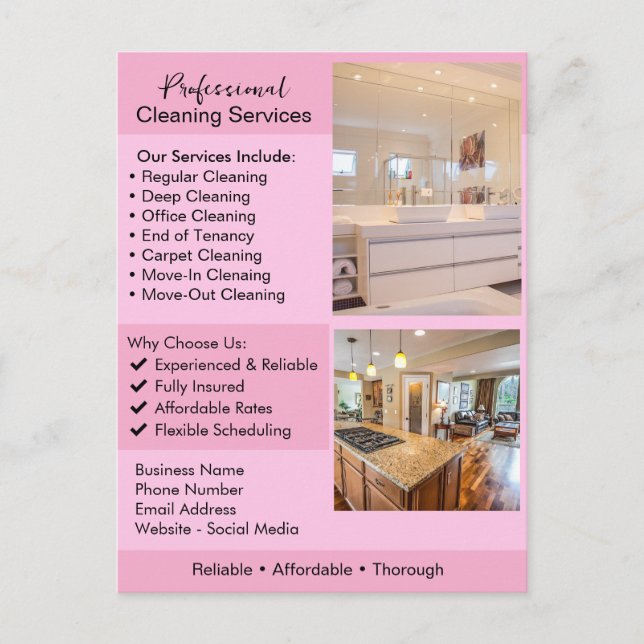 Cleaning Services Flyer | Editable House Cleaning  Postcard (Front)