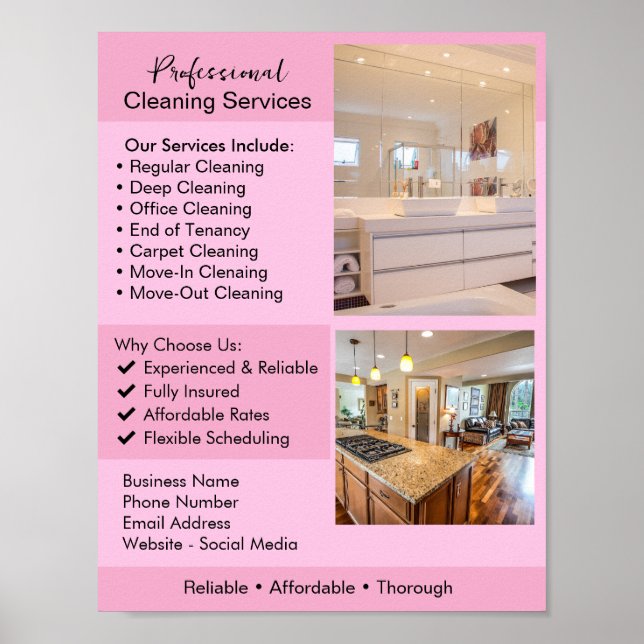 Cleaning Services Flyer | Editable House Cleaning  Poster (Front)