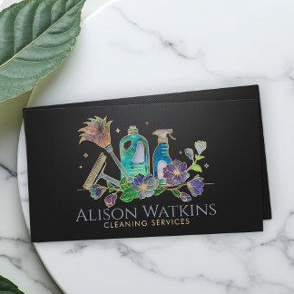 Cleaning Services - Golden Floral Art Business Card
