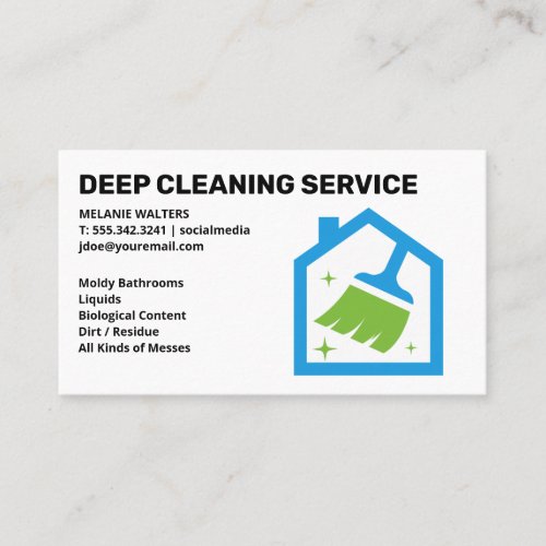 Cleaning Services  Home Broom Logo Business Card