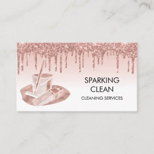 Cleaning Services Home Business Rose Gold Drips Business Card