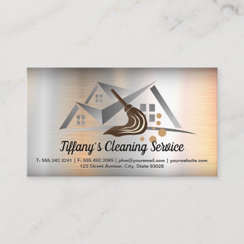 Cleaning Services  Home  Metal Background Business Card
