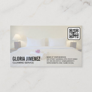 Cleaning Services   Hotel Bedroom   QR Code Business Card