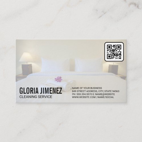 Cleaning Services  Hotel Bedroom  QR Code Business Card