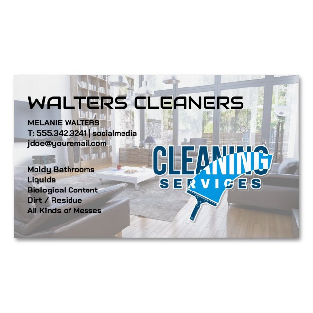 Cleaning Services | House Clean Business Card Magnet (Front)