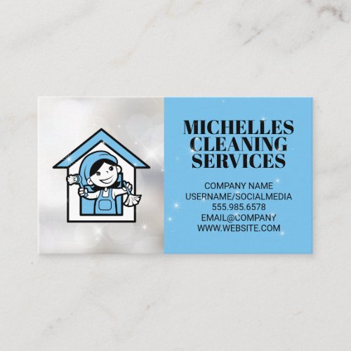 Cleaning Services  House Cleaning Logo Business Card