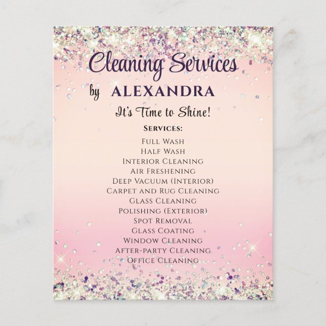 Cleaning Services House Keeping Elegant Glitter Flyer (Front)