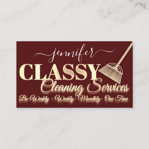 Cleaning Services House Keeping Maid Burgundy Business Card
