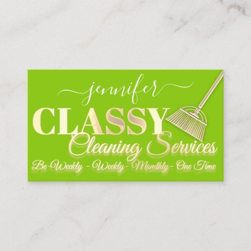 Cleaning Services House Keeping Maid Green Business Card