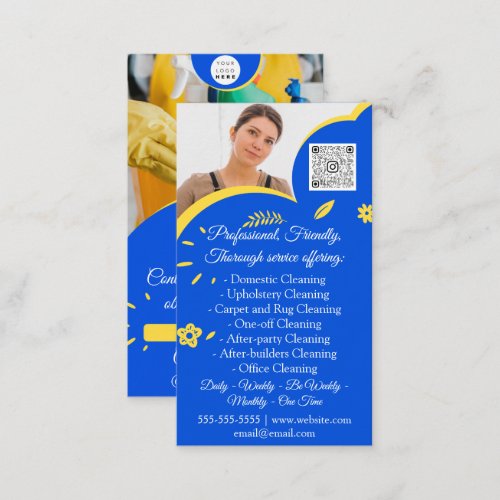 Cleaning Services House Keeping QRCode Logo Photo Business Card