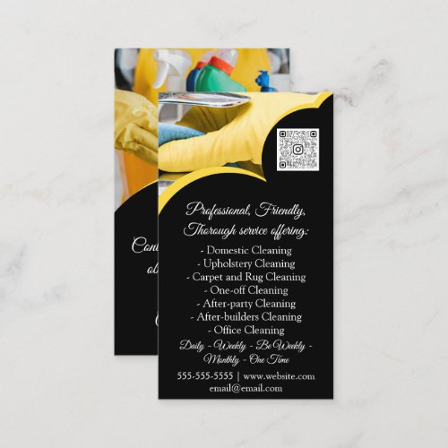 Cleaning Services House Keeping QRCode PhotoCustom Business Card