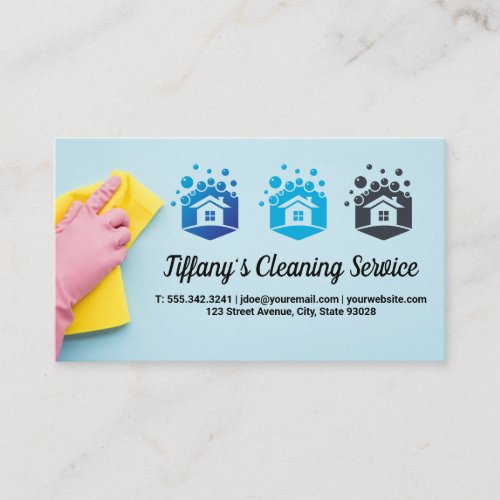 Cleaning Services  House Soap Bubbles Business Card