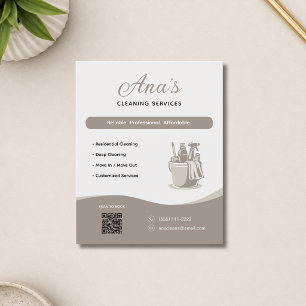 Cleaning Services Housekeeping Beige QR Code Flyer
