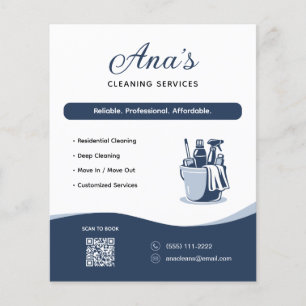Cleaning Services Housekeeping Blue QR Code Flyer