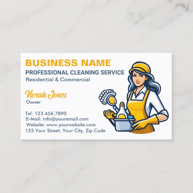 Cleaning Services Housekeeping Business Card (Front)