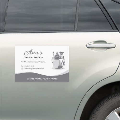 Cleaning Services Housekeeping Gray Promotional Car Magnet