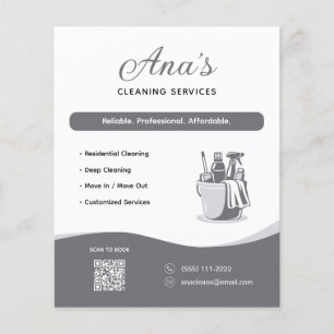 Cleaning Services Housekeeping Gray QR Code Flyer