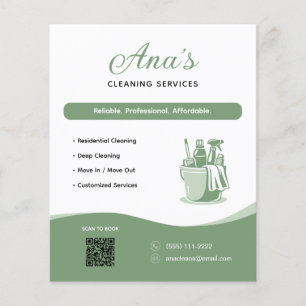 Cleaning Services Housekeeping Green QR Code Flyer