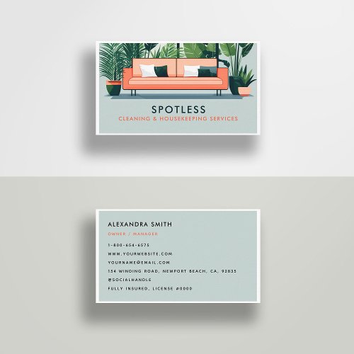 Cleaning Services Housekeeping Retro Chic Classy Business Card