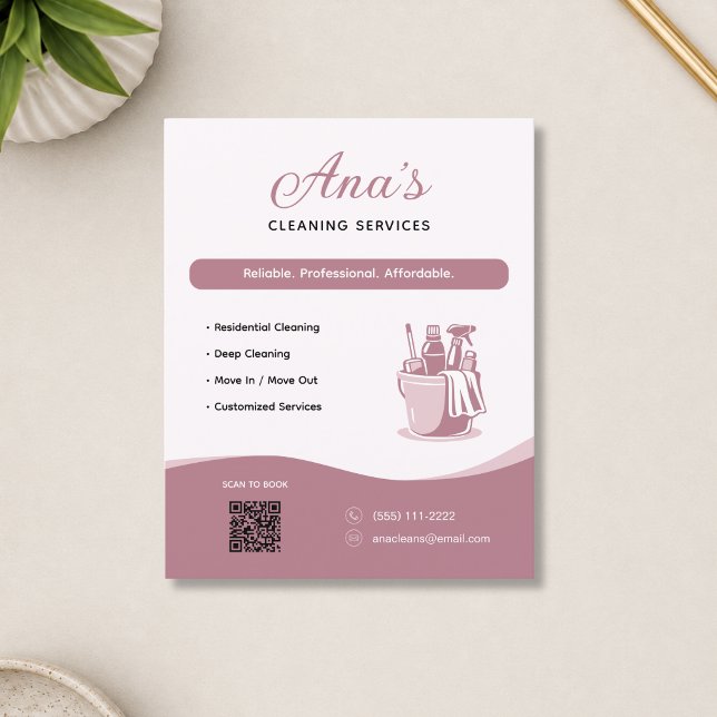 Cleaning Services Housekeeping Rose QR Code Flyer (Cleaning Services Housekeeping Rose QR Code Flyer)