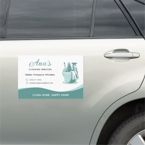 Cleaning Services Housekeeping Teal Promotional  Car Magnet