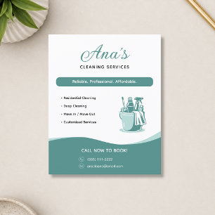 Cleaning Services Housekeeping Teal Promotional Flyer
