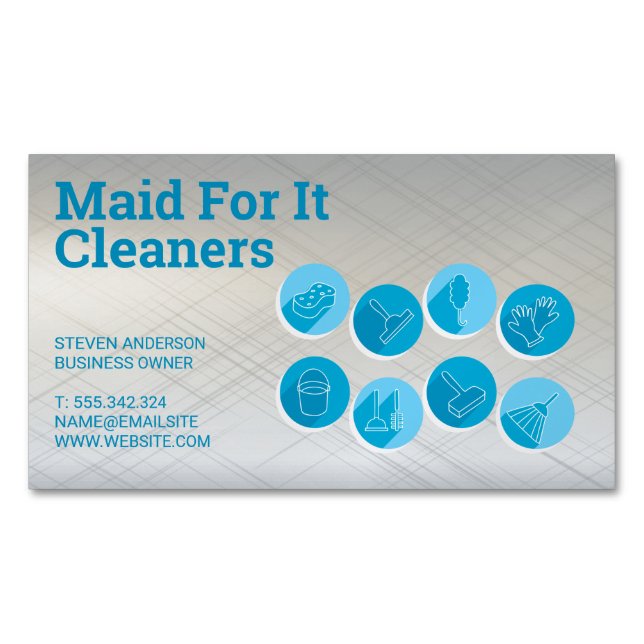 Cleaning Services Icons Business Card Magnet (Front)