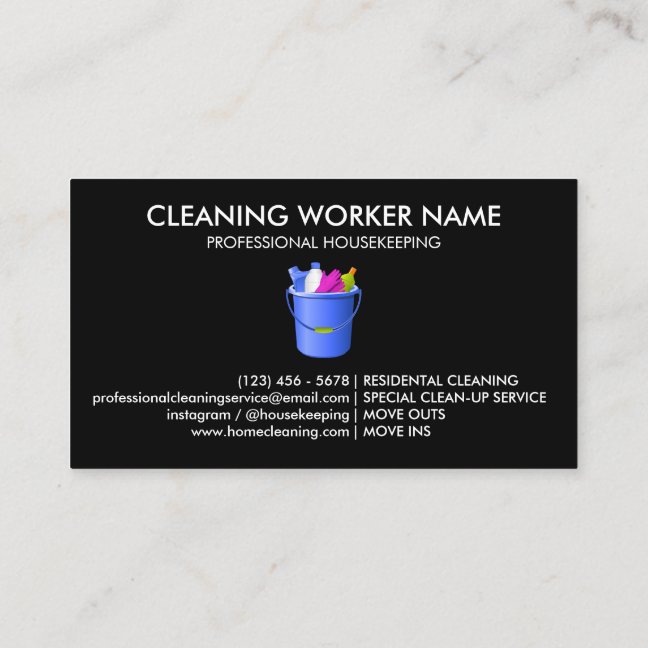 Cleaning Services Icons Cute black Business Card