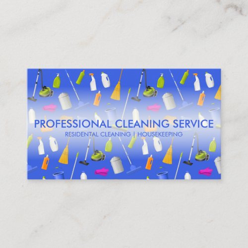 Cleaning Services Icons Cute blue Business Card