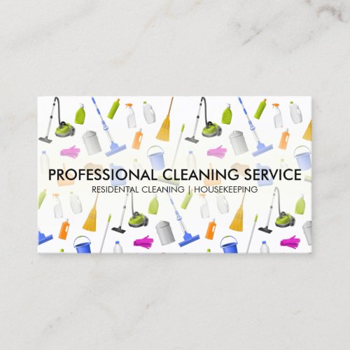 Cleaning Services Icons Cute Business Card