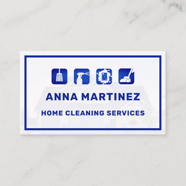Cleaning services icons professional  business car business card (Front)