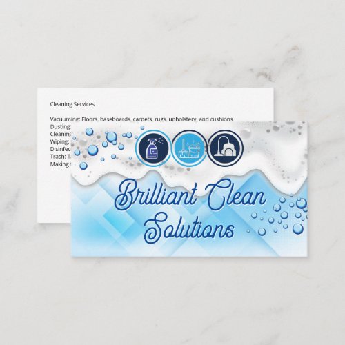 Cleaning Services Icons  Soap Bubbles and Suds Business Card