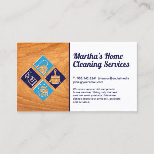Cleaning Services icons   Wood Business Card