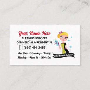Cleaning Services Janitor Lady Business Card