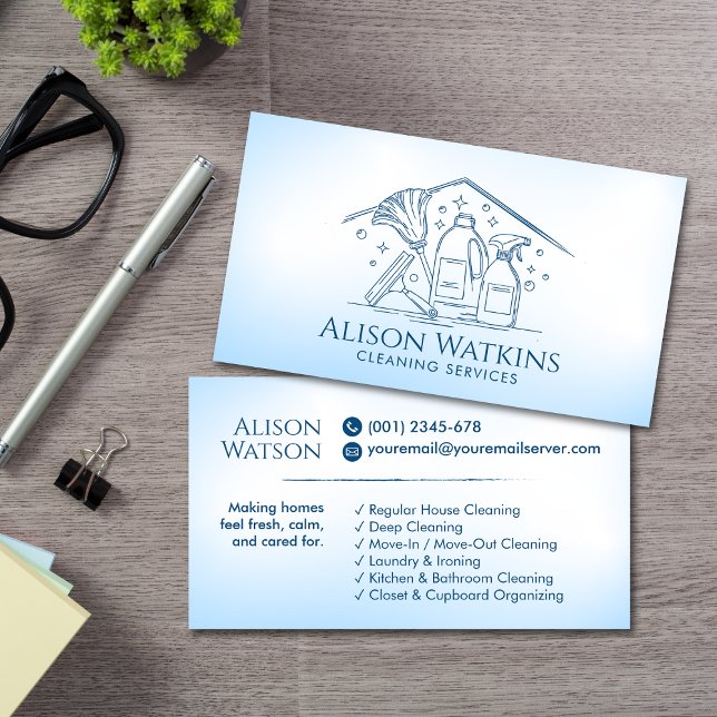 Cleaning Services - Line Art Business Card (Creator Uploaded)