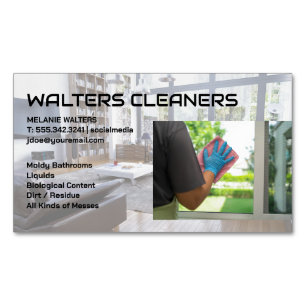 Cleaning Services Logo Maid Washing Window Business Card Magnet