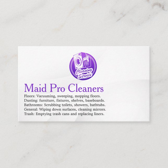 Cleaning Services Logo | Washing Machine Business Card (Front)