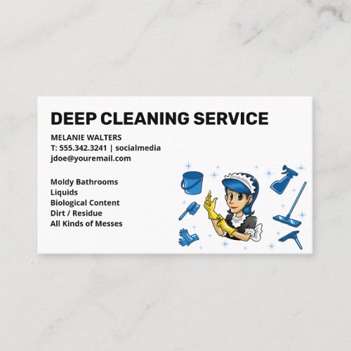 Cleaning Services  Maid and Cleaning Tools Business Card
