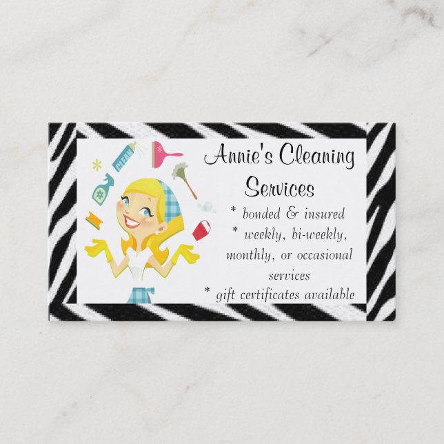 Cleaning services maid business card (Front)