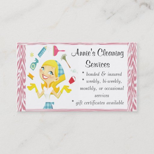 Customizable Cleaning services maid business card