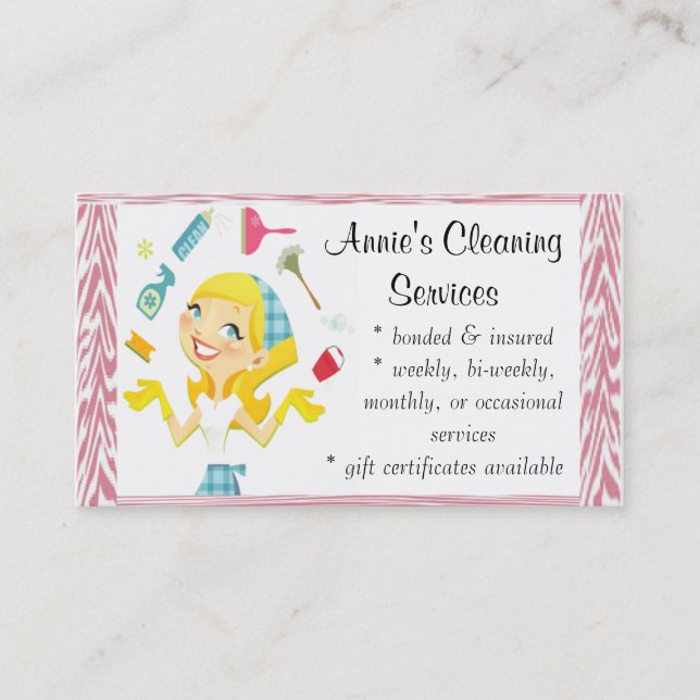 Cleaning services maid business card (Front)