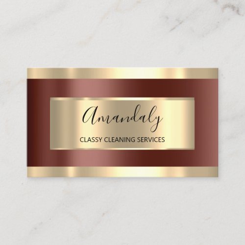 Cleaning Services Maid House Keeping Gold Brown Business Card
