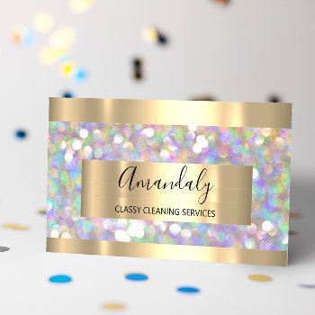 Cleaning Services Maid House Keeping Gold Glitter Business Card by luxury_luxury at Zazzle