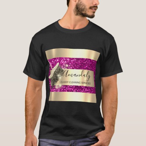 Cleaning Services Maid House Keeping Gold Pink T_Shirt