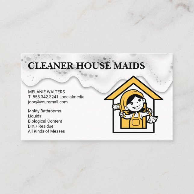 Cleaning Services | Maid Logo Business Card (Front)